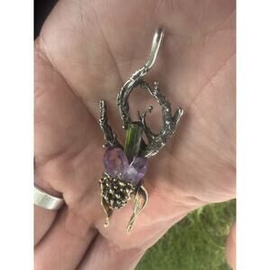 VTG Forest Fairy Pendant-Sterling 14KT Peridot & Amethyst Amulet